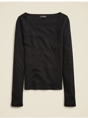 J. Crew Black Long-Sleeve Boatneck Top, L